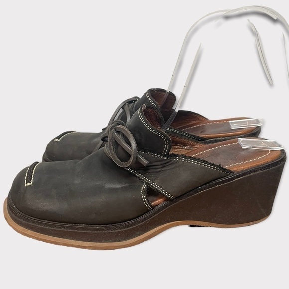 DONALD J. Pliner Sport Huf Heel Platform Square-toe Mule, Brown Leather, 6.5 - Picture 1 of 10